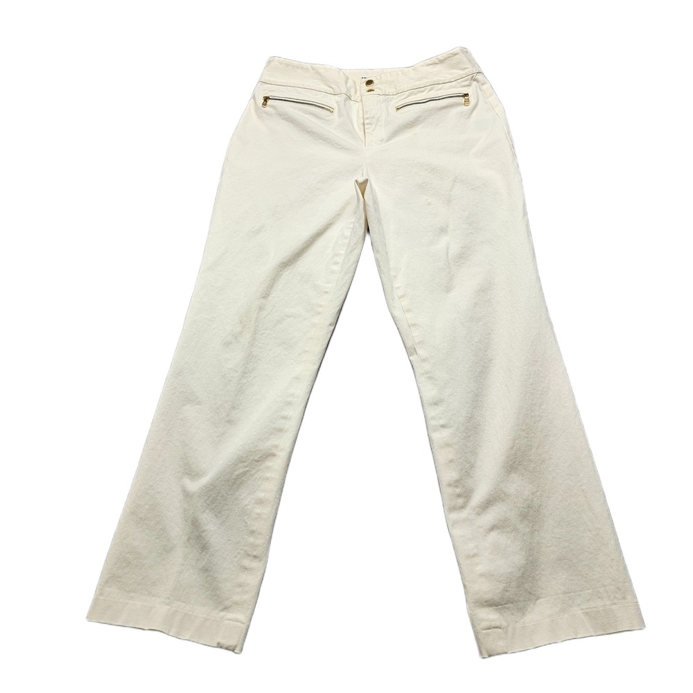 Lauren Ralph Lauren Pants Womens 6 White Stretch Zipper Pockets Straight Leg
